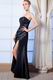 Strapless Black Floor Length Split Skirt Corset Evening Dress
