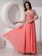 Straps Watermelon Chiffon Evening Dress For Cheap Price