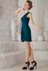 Peacock Green Chiffon One Shoulder Mini Prom Dress