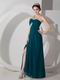 Dark Green One Shoulder Side Split Sexy Women Prom Dress