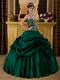 Dark Green Pick Up Skirt Embroidered Quinceanera Dress Cheap
