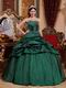 Dark Green Strapless Floor Length Ball Dress Military Party