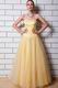 Simple Sweetheart A-line Moon Yellow Tulle Formal Party Dress