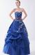 Sweetheart Mineral Blue Puffy Skirt Military Prom Party Ball Gown