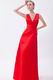 Inexpensive V-Neck Floor Length Scarlet Formal Prom Dress