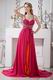 Spaghetti Straps Deep Pink And Orange Contrast Chiffon Prom Party Dress