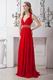 Fashionable Cross Back Scarlet Chiffon Prom Dress With Beaded Belt