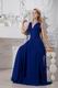 Good Looking V-Neck Royal Blue Chiffon Prom Dress With Side Drapping