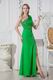 Unique One Shoulder Sequin Leaves Bright Green Prom Dress With Split