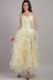 Prom Dress Side Beaded Light Yellow Ruffles Organza Skirt