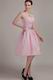 Sweetheart Knee-length Pink Organza Short Prom Dress With Crystals