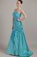 Teal Strapless A-line Floor Length Prom Dress Designer