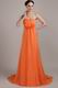 Orange Chiffon Long Prom Dress With Handcrafted Flowers Decorate