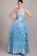 Corset Back Floor-length Layers Skirt Fading Blue Prom Dress