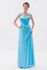 Modest Wide Straps Aqua Blue Prom Dress With Jaket Accessory