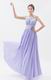 Scoop Lavender Chiffon Fabric Floor Length Prom Dress With Crystals