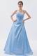 Strapless Embroidery Baby Blue Puffy Prom Dress With Appliques