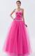 Fuchsia Sweetheart A-line Prom Ball Gown With Beading