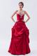 Strapless Floor Length Wine Red Taffeta Women In Prom Dress