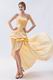 Sexy Strapless High Low Style Moon Yellow Taffeta Prom Dress