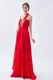 One Shoulder Neckline Scarlet Red Chiffon Celebrity Dress
