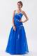 Pretty Ultramarine Organza Floor Length Prom Dress With Embriodery