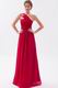 One Shoulder Ruffled Strap A-line Wine Red Prom Dresses