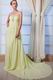 Polychrome Chapel Train Lime Yellow Green Chiffon Prom Dress