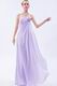 Elegant Flowers Decorate Empire Waist Lilac Chiffon Prom Girl Dress