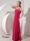 Deep Rose Pink Chiffon One Shoulder Prom Cocktail Dress