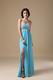 Beaded Exposed Aqua Chiffon Prom Dress With Show Leg Split