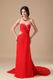 Normal Red Chiffon Split Prom Dance Dress With Panel Train