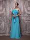 Aqua Blue Ruffles Chiffon Ebay Evening Dresses With Bowknot
