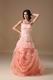 Fading Color Watermelon Prom Dress With Rolled Fabric Flowers