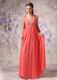 Straps Watermelon Pink Chiffon Prom Party Dress For Sale