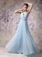 Halter Top Pleated Baby Blue Girls Wear Prom Dresses