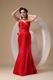 Not Expensive Bowknot Back Red Long Prom Party Dress