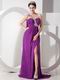 Cheap Purple Prom Dress With One Shoulder Side Split Skirt