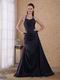 Halter Floor-length Black Skirt Navy Prom Dress Custom Fit