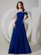 Royal Blue Chiffon Single One Shoulder A-line Prom Dress