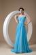 Beaded Cap Sleeves Prom Dress By Aqua Blue Chiffon Fabric