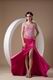 Fuchsia Appliqued Bodice Backless Prom Dress With Side Split