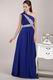 Beaded One Shoulder Royal Blue Chiffon Quality Prom Dress Cheap