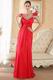 V Neck Cap Sleeves Handmade Prom Dress Inexpensive