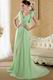 V Neckline Beaded Apple Green Prom Dress Designers List