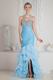 Luxurious Corset Mermaid Split Aqua Blue Prom Dress With Crystals