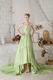Strapless High Low Skirt Cathedral Spring Green Puffy Prom Gown