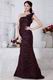 Unique One Shoulder Trumpet Brown Organza Skirt Prom Dress