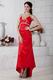 Classic V-Neck Column High Low Skirt Scarlet Prom Celebrity Dress