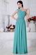 One Shoulder Other Side Zipper Turquoise Chiffon Prom Dress